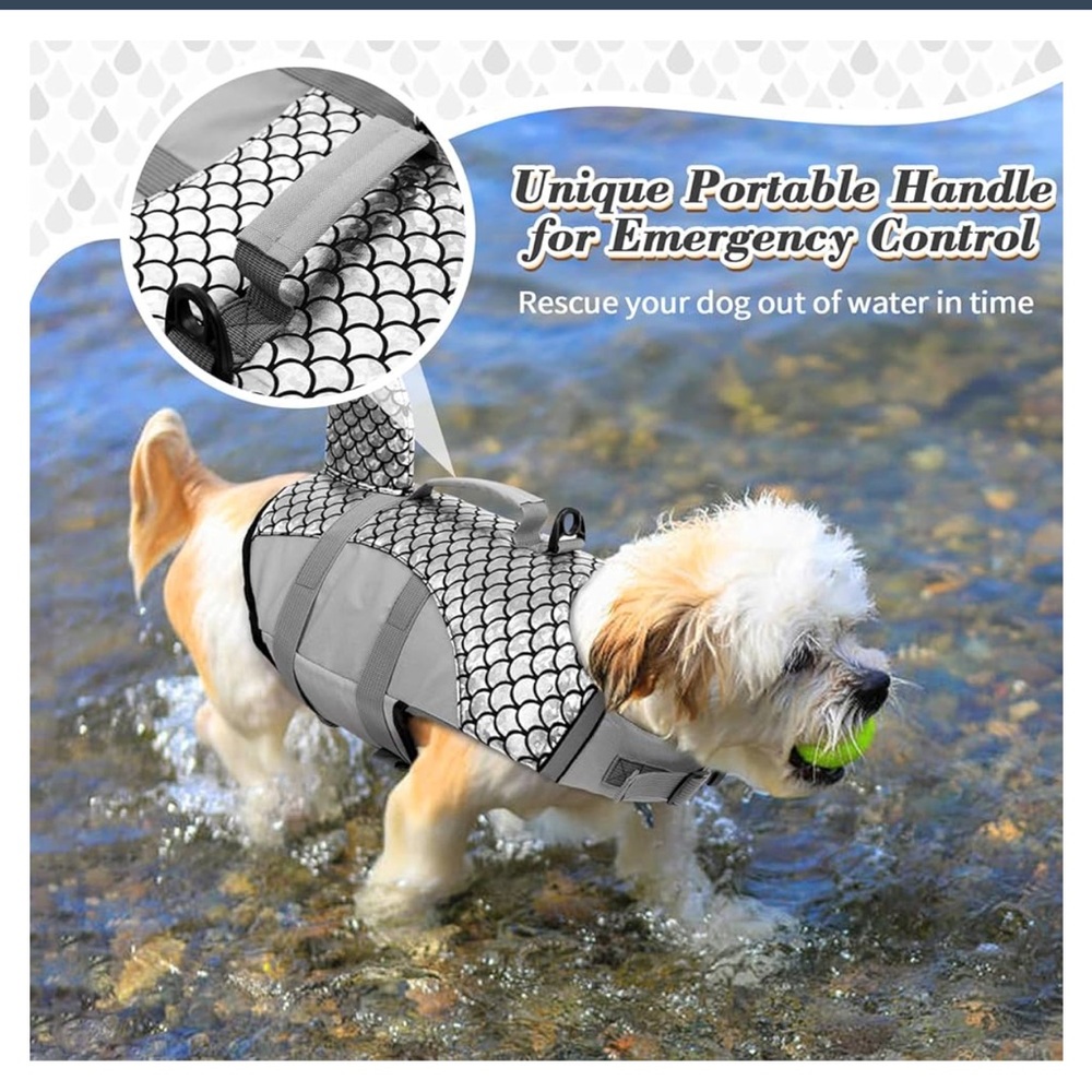 Kouser Dog Life Jacket Life Vest Flotation Device Silver shark new xs - Picture 2 of 9